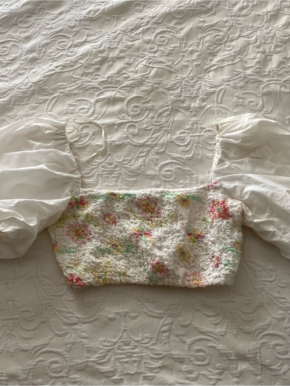 Zara puff sleeve floral crop top